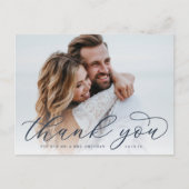 Carte Postale Calligraphie classique Script Mariage Photo Merci (Devant)
