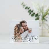 Carte Postale Calligraphie classique Script Mariage Photo Merci (Debout devant)