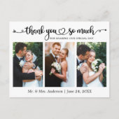 Carte Postale Calligraphie Coeur 3 Mariage photo Merci (Devant)