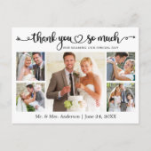 Carte Postale Calligraphie Coeur 5 Mariage photo Merci (Devant)