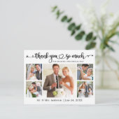 Carte Postale Calligraphie Coeur 5 Mariage photo Merci (Debout devant)