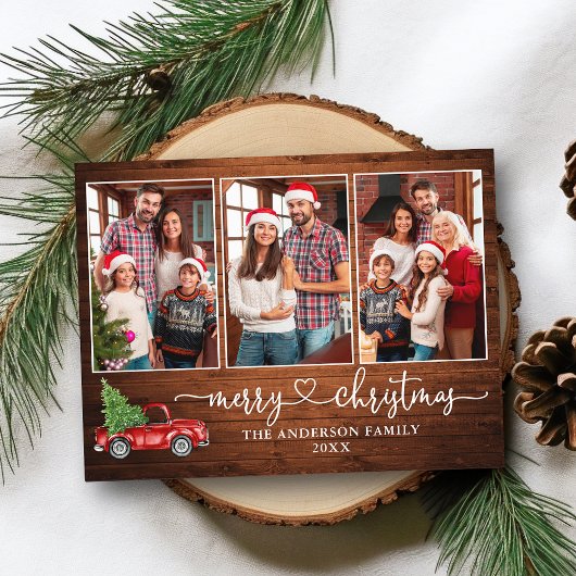 Carte Postale Calligraphie Coeur Bois 3 Photo Camion de Noël