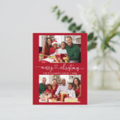 Carte Postale Calligraphie Coeur Joyeux Noël Rouge 2 Photo (Debout devant)