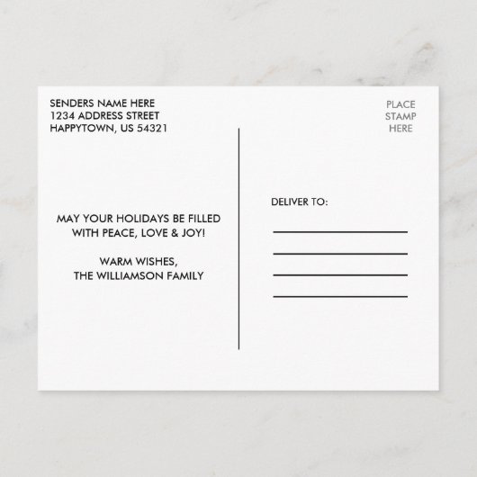 Carte Postale Calligraphie Coeur Joyeux Noël Vert 2 Photo (Dos)