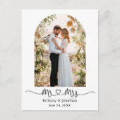 Carte Postale Calligraphie Coeur M. Mme Arch Mariage Merci (Devant)