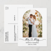 Carte Postale Calligraphie Cœur M. Mme. Arche Mariage Merci (Devant / Derrière)