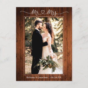 Carte Postale Calligraphie Cœur M. Mme. Bois Mariage Merci