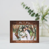 Carte Postale Calligraphie Cœur M. Mme Mariage Bois Merci (Debout devant)