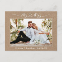 Calligraphie Cœur M. Mme Mariage Kraft Merci