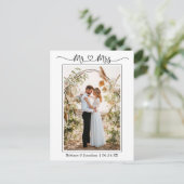 Carte Postale Calligraphie Coeur M. Mme Mariage Merci photo (Debout devant)