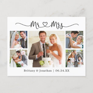 Carte Postale Calligraphie Coeur Mariage 5 Merci photo