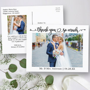 Carte Postale Calligraphie Coeur Mariage Merci tellement de phot