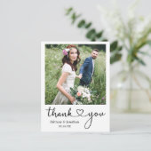 Carte Postale Calligraphie Coeur Merci photo Mariage (Debout devant)