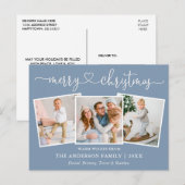 Carte Postale Calligraphie Coeur Noël 3 Photo Dusty Blue (Devant / Derrière)