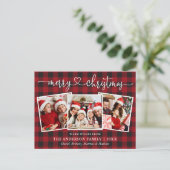 Carte Postale Calligraphie Coeur Noël 3 Photo Rouge Plaid (Debout devant)