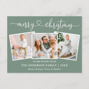 Carte Postale Calligraphie Coeur Noël 3 Photo Sage Vert