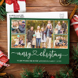 Carte Postale Calligraphie Coeur Noël 5 Photo Green Holiday<br><div class="desc">Calligraphie moderne Script Coeur Joyeux Noël 5 Photo Carte postale Fête - Vert</div>