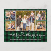 Carte Postale Calligraphie Coeur Noël 5 Photo Green Plaid (Devant)