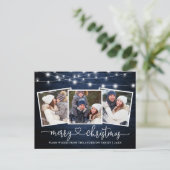 Carte Postale Calligraphie Coeur Noël Bleu Bois Lumières (Debout devant)