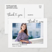 Carte Postale Calligraphie Cœur Photo de Remerciement pour la Re (Devant / Derrière)