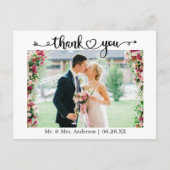 Carte Postale Calligraphie Coeur Photo Mariage Merci (Devant)