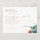 Carte Postale Calligraphie d'automne Mariage romantique Merci ph (Dos)