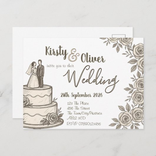 Carte Postale Calligraphie de dentelle rustique (Devant / Derrière)