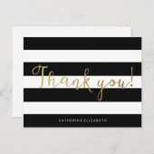 Carte Postale Calligraphie de Faux Gold | Bandes noir et blanc (Devant / Derrière)