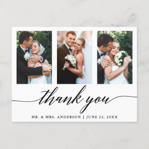 Carte Postale Calligraphie de mariage 3 Photo Merci