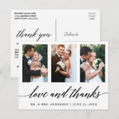 Carte Postale Calligraphie de mariage Amour et Remerciements 3 P (Devant / Derrière)