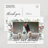 Carte Postale Calligraphie de mariage d'amour de verdure d'hiver (Devant / Derrière)