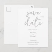 Carte Postale Calligraphie de mariage moderne Save the Date (Devant / Derrière)