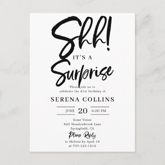 Carte Postale Calligraphie de pinceau surprise d'anniversaire (Devant)