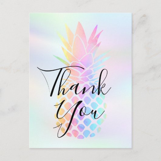 Carte Postale calligraphie de remerciement sur ananas pastel (Devant)