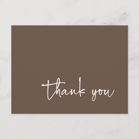 Carte Postale Calligraphie de script décontractée marron Merci (Devant)