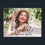 Carte Postale Calligraphie de stylo d'encre Script Graduation Fa<br><div class="desc">Stylo d'encre Calligraphie moderne Script Photo Graduation Faire-part Carte postale</div>