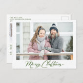 Carte Postale Calligraphie de verdure enneigée Joyeux Noël 2 Pho (Devant / Derrière)