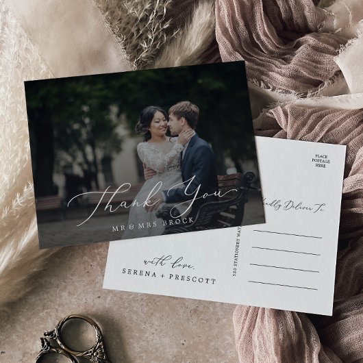 Carte Postale Calligraphie délicate surimpression de photo sombr