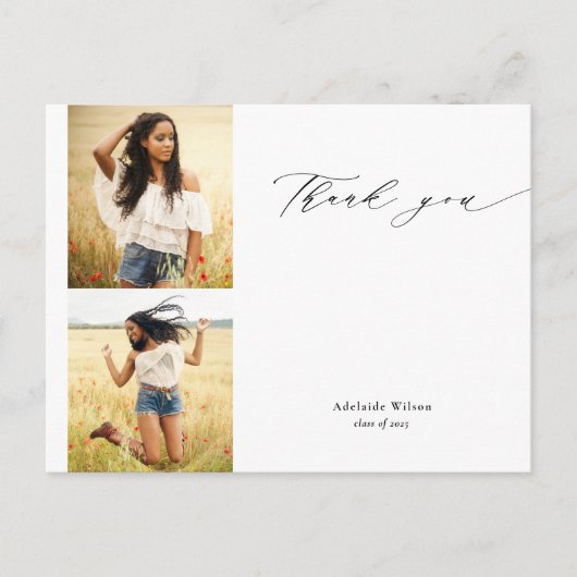 Carte Postale Calligraphie Deux Merci de graduation photo (Devant)