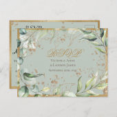Carte Postale Calligraphie d'or de la verdure rustique Mariage R (Devant / Derrière)