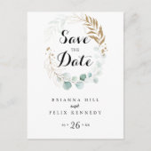 Carte Postale Calligraphie d'or Eucalyptus rustique Enregistrer  (Devant)