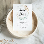 Carte Postale Calligraphie d'or Eucalyptus rustique Enregistrer 