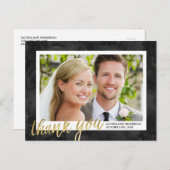 Carte Postale Calligraphie d'or Merci de mariage élégant (Devant / Derrière)