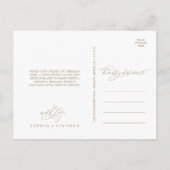 Carte Postale Calligraphie dorée romantique | Remerciements ivoi (Dos)