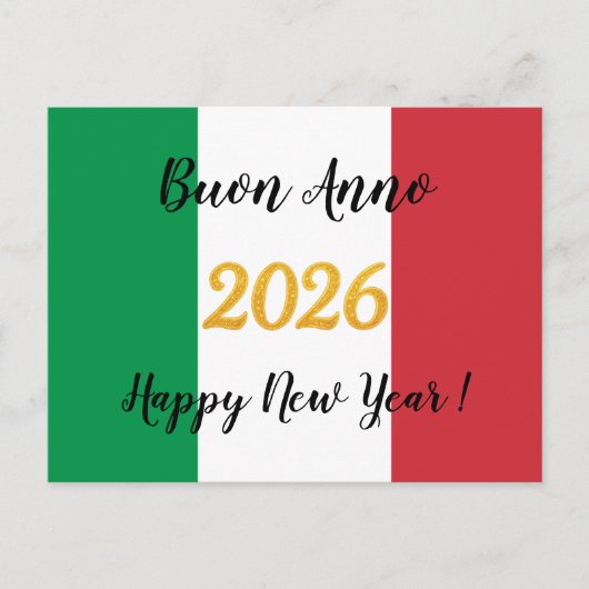 Carte Postale Calligraphie Drapeau Italien 2026 (Devant)