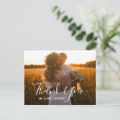 Carte Postale Calligraphie Élégant Script Brush Photo Merci (Debout devant)