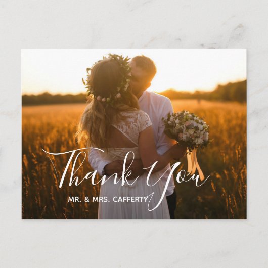 Carte Postale Calligraphie Élégant Script Brush Photo Merci (Devant)