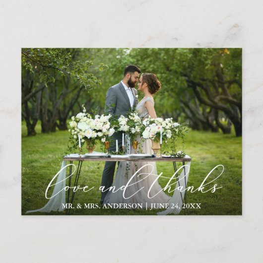 Carte Postale Calligraphie élégante et belle Amour Merci Mariag (Devant)