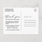 Carte Postale Calligraphie Élégante Moderne Nouveau Bébé Merci (Dos)