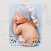 Carte Postale Calligraphie Élégante Moderne Nouveau Bébé Merci (Devant)